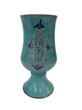 Handmade Moroccan Pottery Vase Turquoise with Marrakech Marking approx 25cm tall