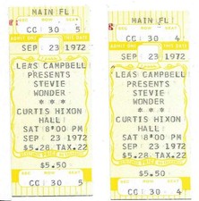 Stevie Wonder Concert Ticket Set of 2 1972 Tampa Yellow