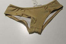 NEW SHERIDYN FISHER SWIMWEAR GOLD CHEEKY BIKINI PANT BRIEF SIZE XS - FIT SIZE 8 