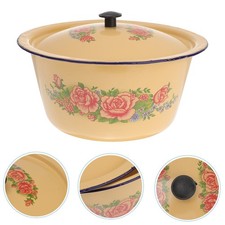  Washing Bowl with Lid Vintage Home Enamel Ware Laundry Basin Bowls Covers