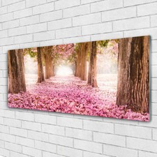Acrylic print Wall art 125x50 Image Picture Footpath Tree Trunks Nature