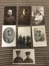 COLLECTION OF 7 EARLY WW1 MILITARY POSTCARDS - SOLDIERS - STUDIO POSES etc