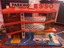 Coqueval Rare French Esso Service Station Toy Car Garage 70s Vintage Lift Vgc