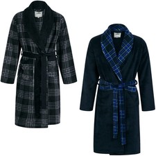 Tokyo Laundry Dressing Gown Men's Check Luxury Soft Warm Fleece Long Bath Robe