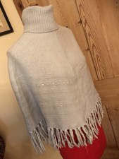 WOOL MIX PONCHO PALE BLUE