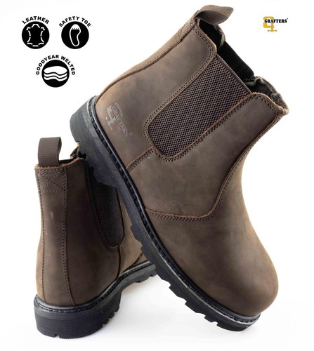 Mens leather safety boots - mens,