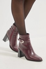 Wallis Burgundy Ankle Boots