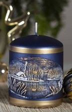WINTER LAKE Blue / Navy  Christmas Candles – Xmas decoration centrepiece gift