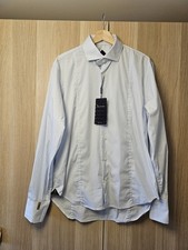 Billionaire Couture Men blue Stripe White Shirt 16.5  Brand New