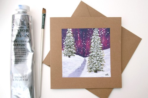 Real painting christmas card - painting:,
