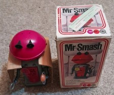 Vintage Boxed Mr Smash Plastic Clockwork Walking Martian By Marx Toys 1970s 