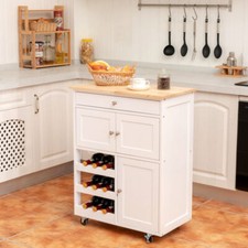 Kitchen Cart Island Butchers Block Table Trolley Storage Cabinet Cupboard Unit
