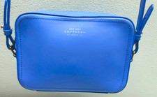 Smythson of Bond St blue leather crossbody camera bag & dustbag
