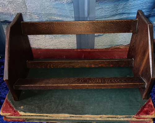 Vintage wooden book trough - vintage,
