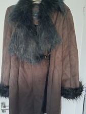 Ladies Faux Sheepskin Brown ZARA Coat Size L