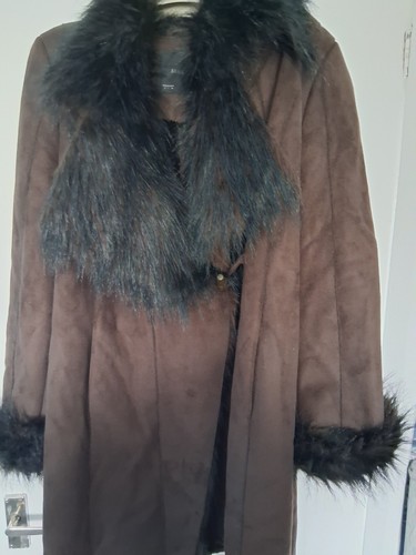 Ladies faux sheepskin brown - ladies,