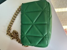 Jeff Banks Women's Vintage Green Handbag With Brass Strap