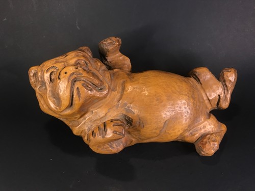 Carved wood dog bully - wood,