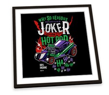 Batman Joker Hot Rod Car Black FRAMED ART PRINT Picture Square Artwork