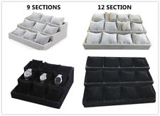 12/9 Compartments Jewellery Bracelet Watch Velvet Display Storage Case Box Tray