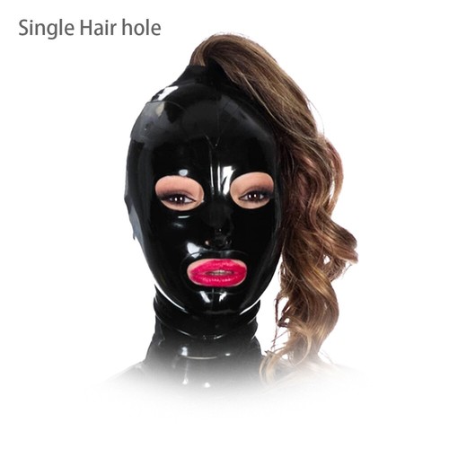 Latex hood with single hair - hood,