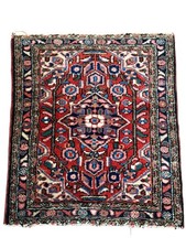 Antique Hamedan   Rug  Hand Knotted Wool mat red prayer victorian