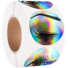 1 Roll Printing Label Stickers Silver Plating Stickers Eyelash Pattern Stickers