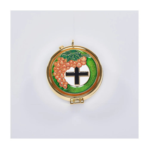 Grapes and cross enamel pyx - and,