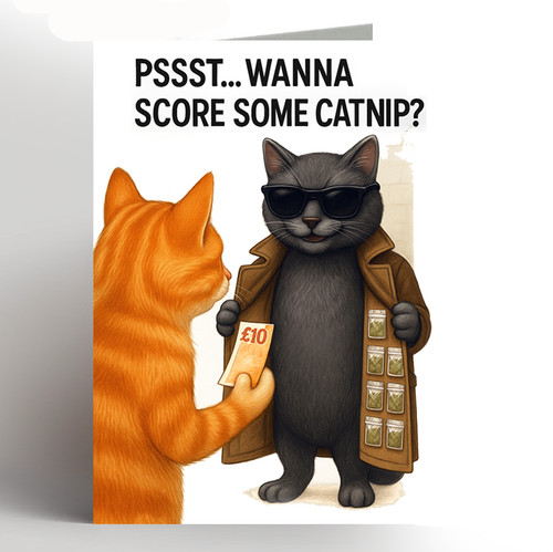 Cat birthday card funny - card,