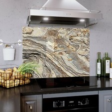 Glass Splashback Kitchen Tile Cooker Panel ANY SIZE Natural Marble Stone Texture