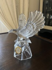 Royal Crystal Rock (RCR)  Clear Lead Crystal Clock- Eagle/Bird of Prey-Untested