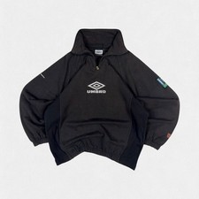 Vintage 90s Umbro pro training centre logo quarter zip sweatshirt black medium