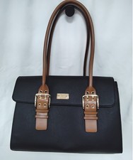 Bessie Black Tote Bag Brown Handles Hand/Shoulder bag BN GA - HB1GA