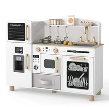 COSTWAY Wooden Kids Play Kitchen Toddler Toy Kitchen Play Set-White