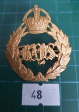Original Cap Badge: 48)Queens Bays 2nd Dragoon Guards Kings Crown All Brass