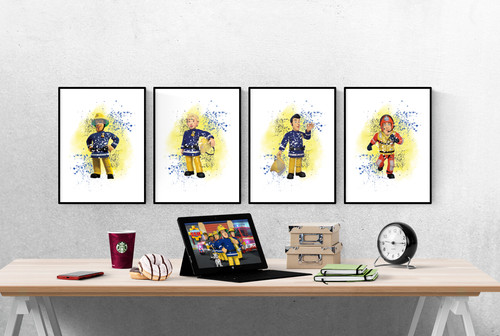 Fireman sam watercolour - fireman, splash