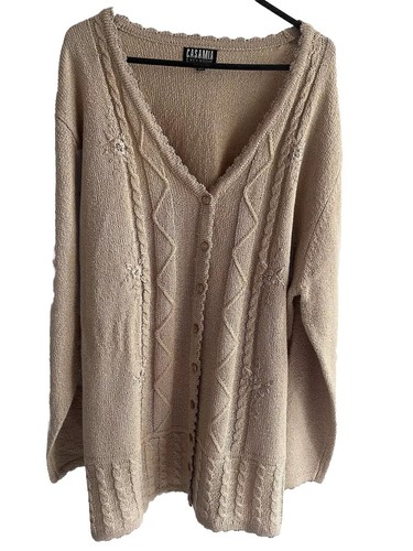 Cardigan beige cable - beige, knit