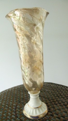 Iridescent glass vase with - vase,