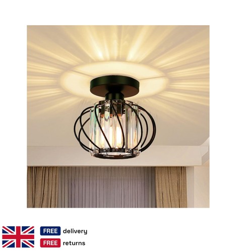 Black crystal semi flush - crystal,
