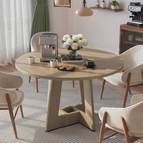 Oak round dining table 120cm - dining,