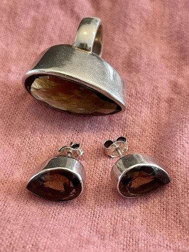 Sterling silver smoky - silver, quartz
