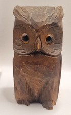 Vintage Hand Carved Wooden Owl