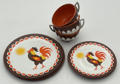 Vintage metal tin - rooster, kids