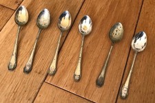 Set Of 6 EPNS Tea Spoons Vintage - (B1)