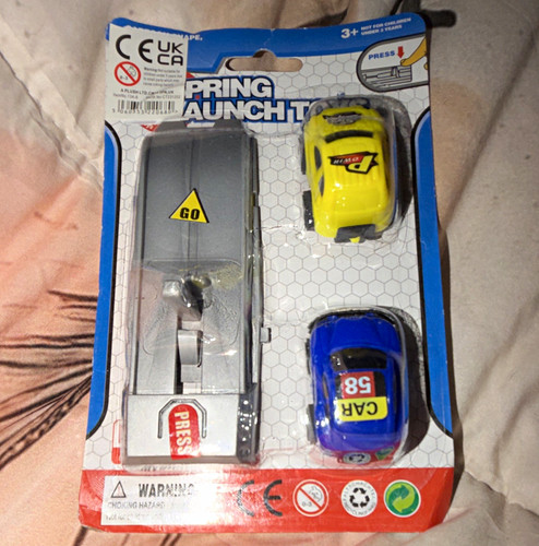 Spring launch plastic toy car - plastic,