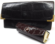 Vintage Victory Lipstick Holder & Real Leather Black Wallet Set – 1980s