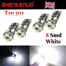 501 T10 Led W5w Car Side Light Bulbs Xenon White 8 Smd Canbus Error Free 12v