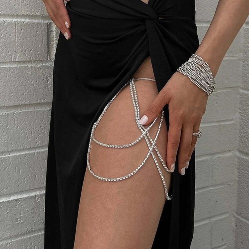 Crystal thigh chain - crystal, elastic