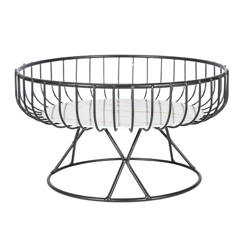 Wire fruit basket - with, wooden