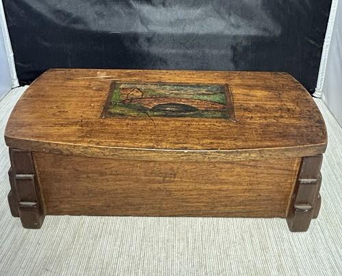 Antique lidded wooden - wooden, storage